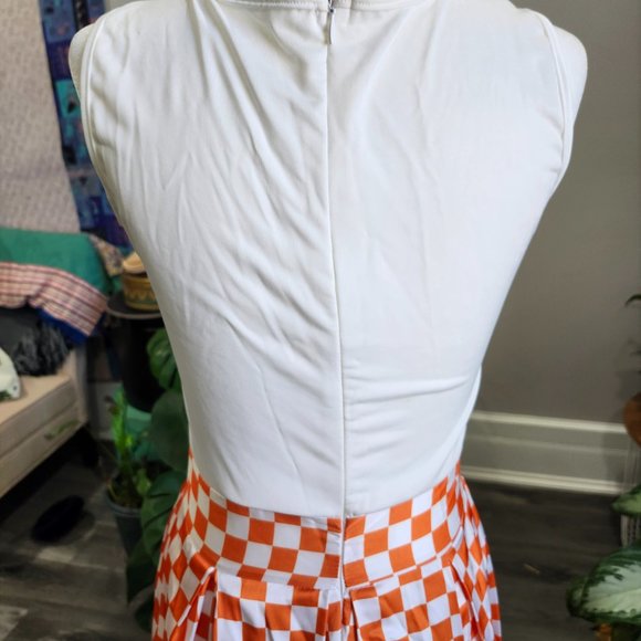 Vintage 1990's Orange & White Check Maxi Dress - Picture 9 of 9